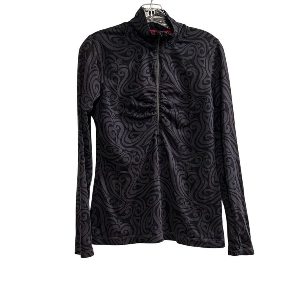 Athleta Women's Black and Gray Half Zip Pullover‎ Size S Activewear Top